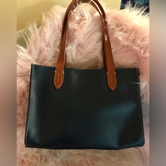 Leather Navy Blue Satchel - Picture 5 of 9